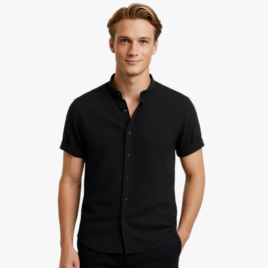 Trendy Short Sleeve Stand Collar Shirt