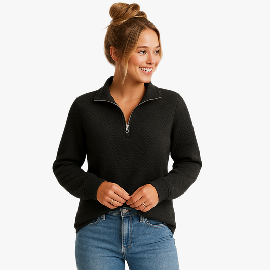 Quilted Half Zip Jumper for Casual Comfort