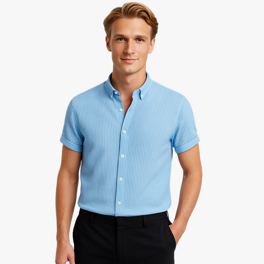 Trendy Short Sleeve Stand Collar Shirt