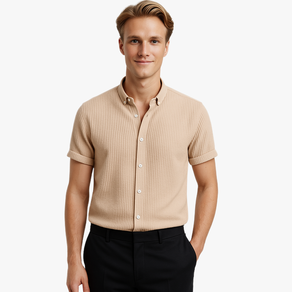 Trendy Short Sleeve Stand Collar Shirt
