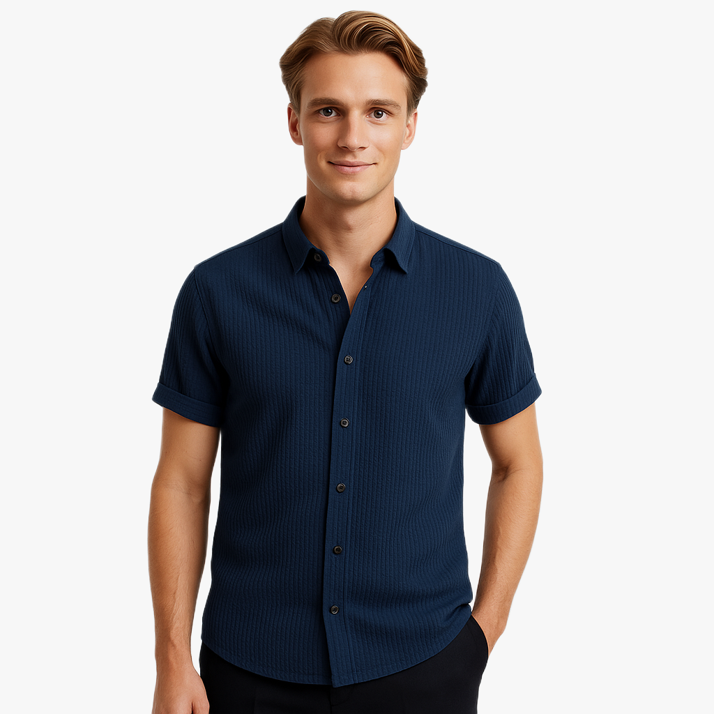 Trendy Short Sleeve Stand Collar Shirt
