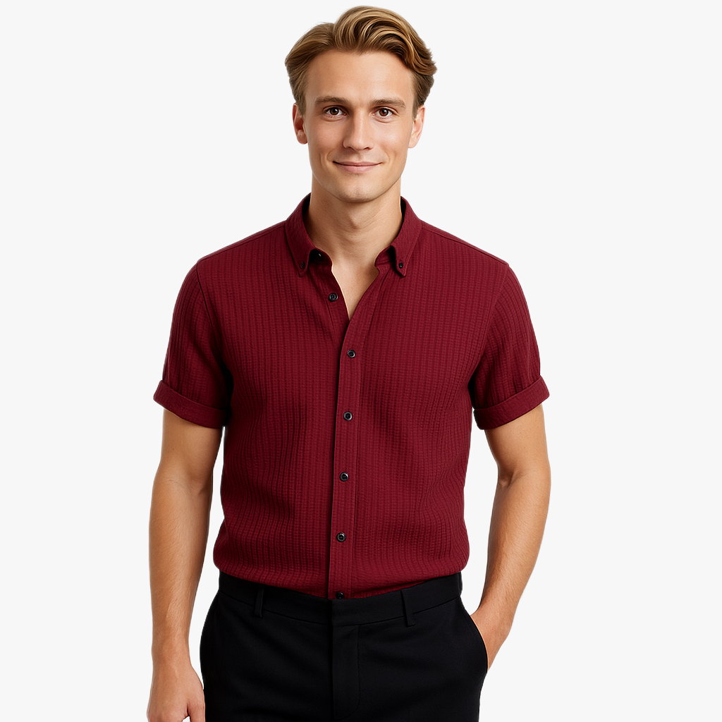 Trendy Short Sleeve Stand Collar Shirt